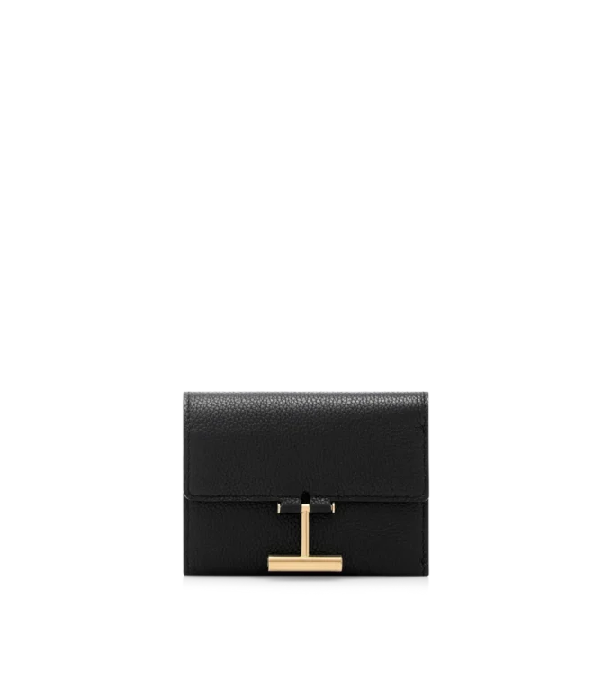 Cartera compacta Tara de piel granulada