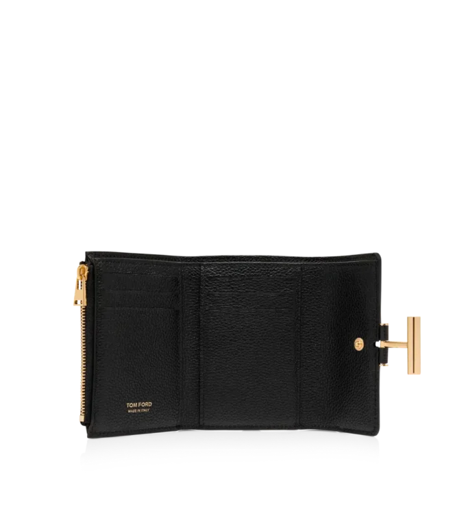 Cartera compacta Tara de piel granulada