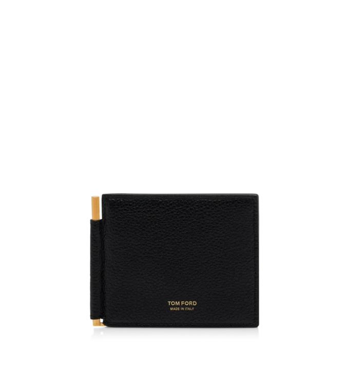 Cartera con clip para billetes de piel granulada Cartera con clip para billetes de piel granulada