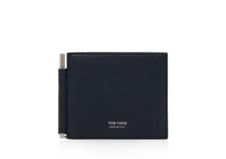 Cartera con clip para billetes de piel granulada