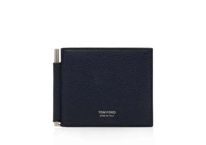Cartera con clip para billetes de piel granulada Cartera con clip para billetes de piel granulada