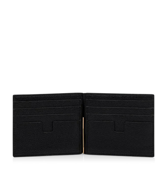 Cartera con clip para billetes de piel granulada Cartera con clip para billetes de piel granulada