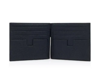Cartera con clip para billetes de piel granulada