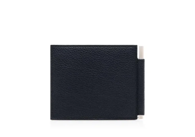 Cartera con clip para billetes de piel granulada Cartera con clip para billetes de piel granulada