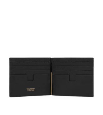 Cartera con clip para billetes de piel granulada pequeña