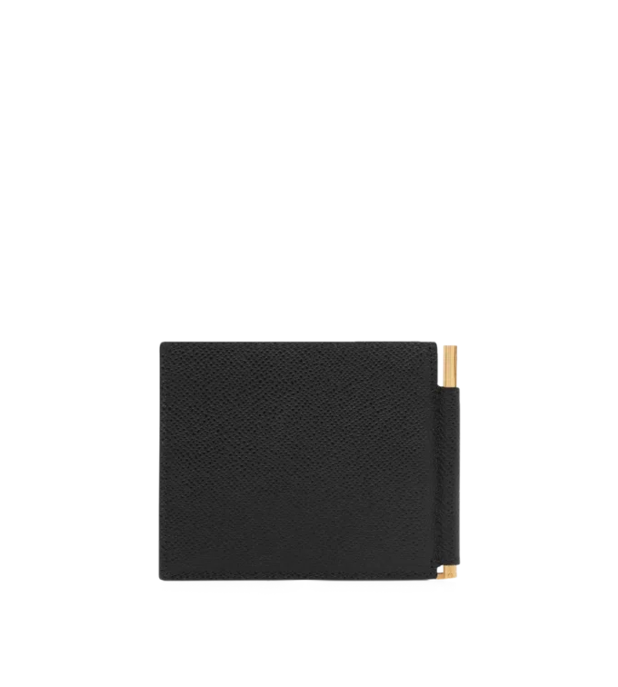 Cartera con clip para billetes de piel granulada pequeña