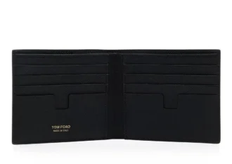 Cartera pequeña de piel granulada con doble pliegue