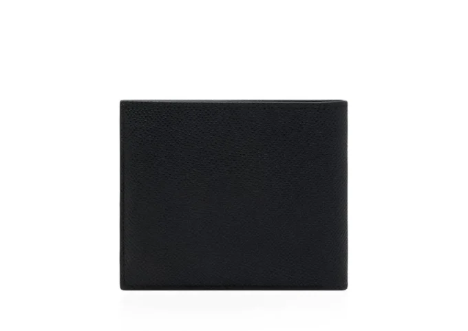 Cartera pequeña de piel granulada con doble pliegue