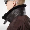 Cazadora bomber de nylon con cuello de piel de oveja Cazadora bomber de nylon con cuello de piel de oveja