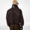 Cazadora bomber de nylon con cuello de piel de oveja Cazadora bomber de nylon con cuello de piel de oveja