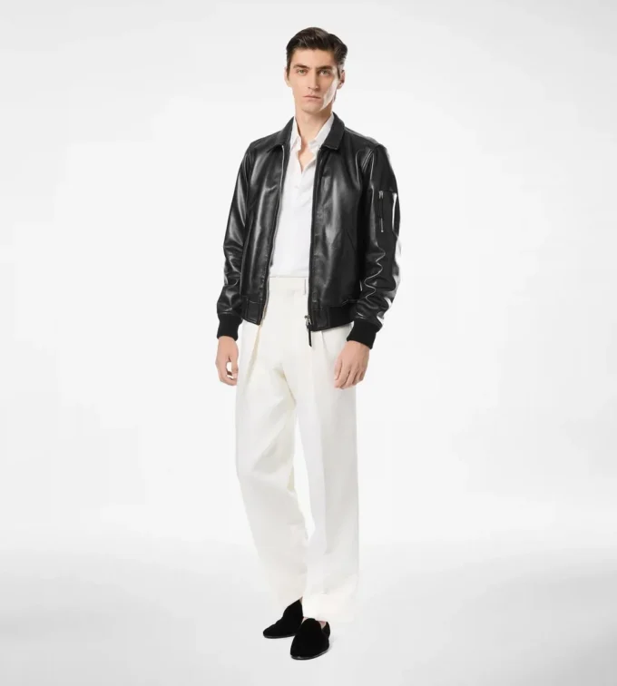 Chaqueta blouson con cuello de napa suave Chaqueta blouson con cuello de napa suave
