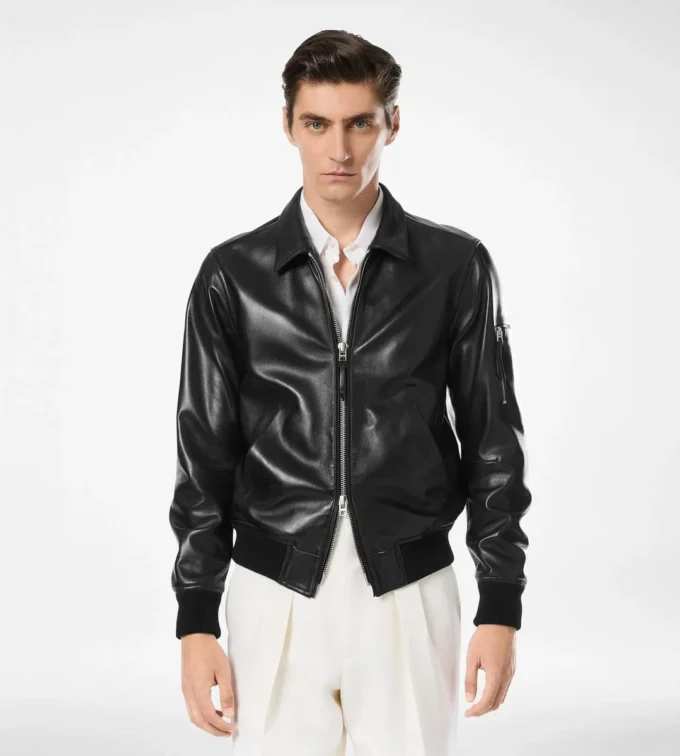 Chaqueta blouson con cuello de napa suave Chaqueta blouson con cuello de napa suave