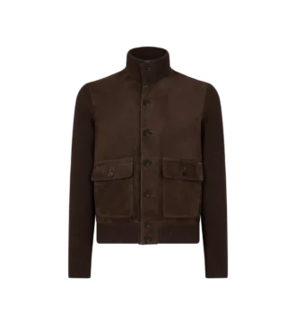 Chaqueta blusón de ante y lana merino