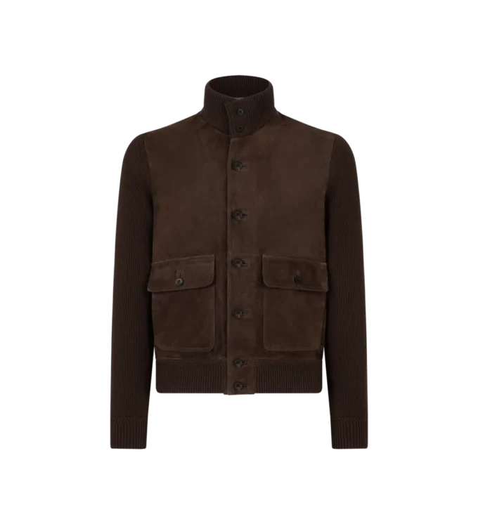 Chaqueta blusón de ante y lana merino Chaqueta blusón de ante y lana merino