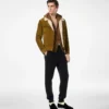 Chaqueta camionera con cuello de piel de oveja y ante cepillado Chaqueta camionera con cuello de piel de oveja y ante cepillado