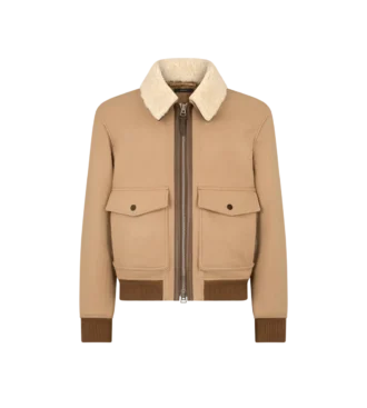Chaqueta con cuello de piel de oveja doble dividible