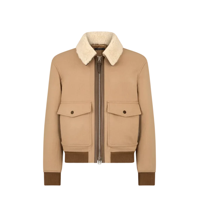 Chaqueta con cuello de piel de oveja doble dividible Chaqueta con cuello de piel de oveja doble dividible