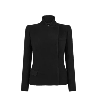 Chaqueta cruzada compacta de bouclé elástico