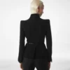 Chaqueta cruzada compacta de bouclé elástico Chaqueta cruzada compacta de bouclé elástico