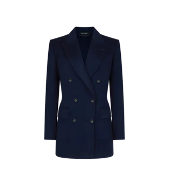 Chaqueta cruzada con cuello interior de piel