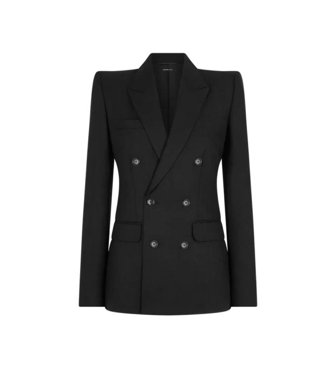 Chaqueta cruzada con diseño en espiga Chaqueta cruzada con diseño en espiga