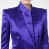 Chaqueta cruzada con solapas en pico y jacquard de lunares Chaqueta cruzada con solapas en pico y jacquard de lunares