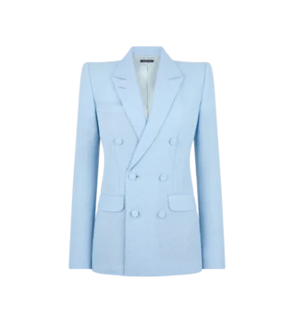 Chaqueta cruzada de crepé de mezcla de lana con lentejuelas