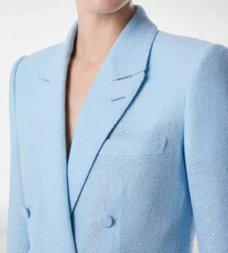 Chaqueta cruzada de crepé de mezcla de lana con lentejuelas