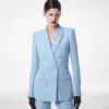 Chaqueta cruzada de crepé de mezcla de lana con lentejuelas Chaqueta cruzada de crepé de mezcla de lana con lentejuelas