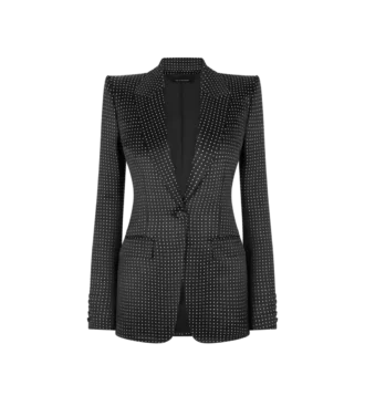 Chaqueta cruzada de duquesa con lunares jacquard
