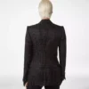 Chaqueta cruzada de duquesa con lunares jacquard Chaqueta cruzada de duquesa con lunares jacquard