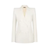 Chaqueta cruzada de lana y seda con rayas sombreadas y solapas en pico Chaqueta cruzada de lana y seda con rayas sombreadas y solapas en pico