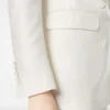 Chaqueta cruzada de lana y seda con rayas sombreadas y solapas en pico Chaqueta cruzada de lana y seda con rayas sombreadas y solapas en pico
