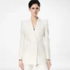 Chaqueta cruzada de lana y seda con rayas sombreadas y solapas en pico Chaqueta cruzada de lana y seda con rayas sombreadas y solapas en pico
