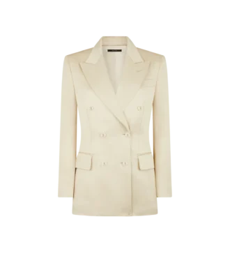 Chaqueta cruzada «Wallis» de seda y sarga de lana