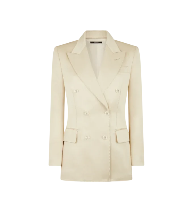 Chaqueta cruzada «Wallis» de seda y sarga de lana Chaqueta cruzada «Wallis» de seda y sarga de lana