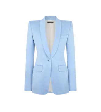 Chaqueta de algodón y seda con solapa chal y botonadura sencilla