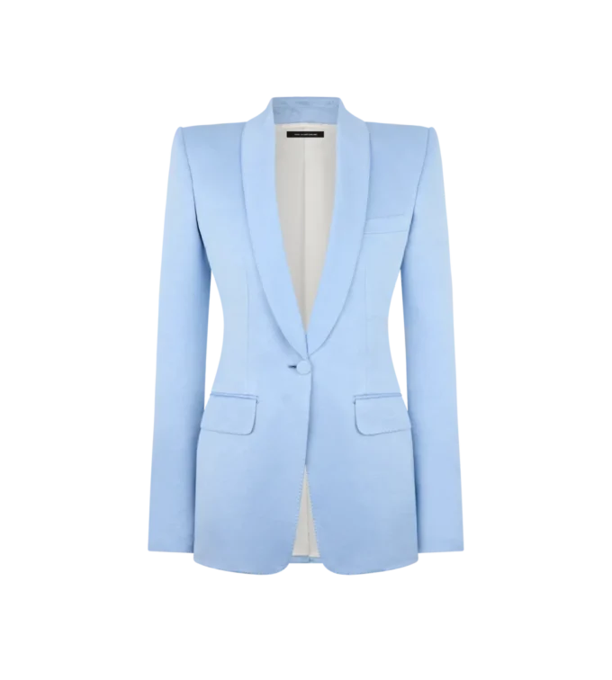 Chaqueta de algodón y seda con solapa chal y botonadura sencilla Chaqueta de algodón y seda con solapa chal y botonadura sencilla