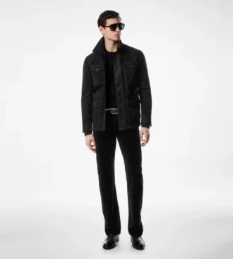 Chaqueta de ante con cuatro bolsillos