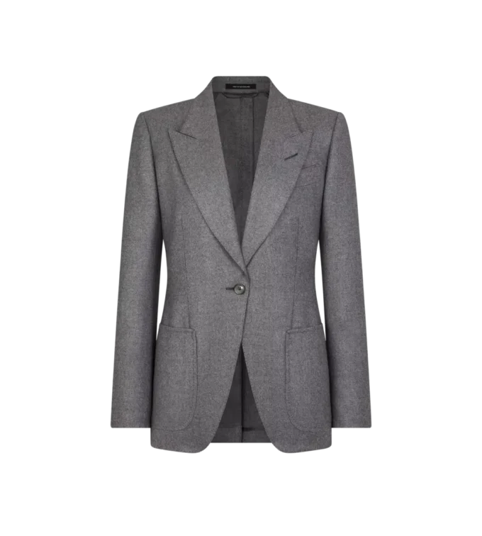 Chaqueta de cachemira con solapa en pico y botonadura sencilla Chaqueta de cachemira con solapa en pico y botonadura sencilla