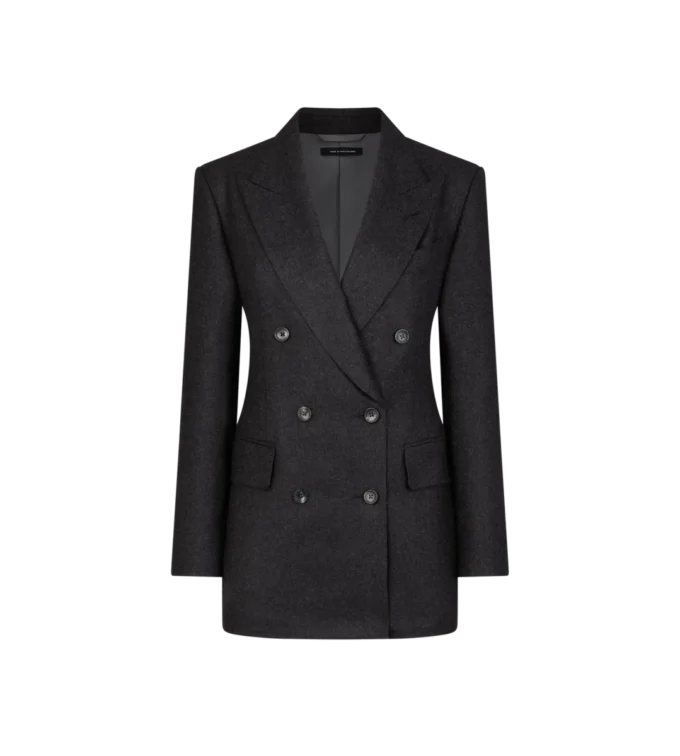 Chaqueta de cachemira con solapas en pico y doble botonadura Chaqueta de cachemira con solapas en pico y doble botonadura