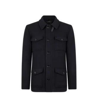 Chaqueta de cuatro bolsillos con doble cremallera y tejido de sarga
