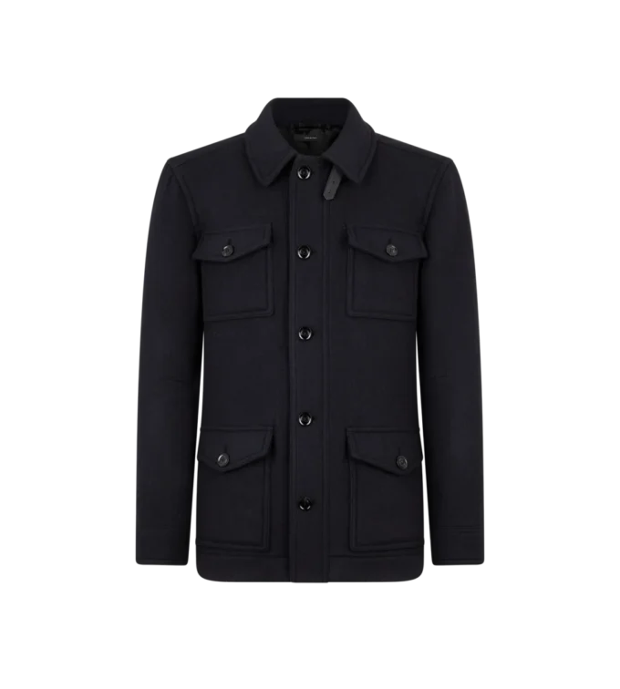 Chaqueta de cuatro bolsillos con doble cremallera y tejido de sarga Chaqueta de cuatro bolsillos con doble cremallera y tejido de sarga