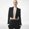 Chaqueta de esmoquin corta de doble botonadura en mezcla de lana y seda Chaqueta de esmoquin corta de doble botonadura en mezcla de lana y seda