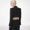 Chaqueta de esmoquin corta de doble botonadura en mezcla de lana y seda Chaqueta de esmoquin corta de doble botonadura en mezcla de lana y seda