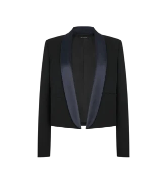 Chaqueta de esmoquin corta de dos botones con solapa chal y dos colores