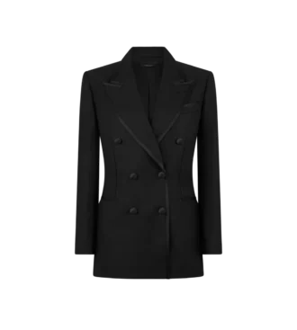 Chaqueta de esmoquin cruzada «Wallis» de mezcla de seda y mohair Chaqueta de esmoquin cruzada «Wallis» de mezcla de seda y mohair