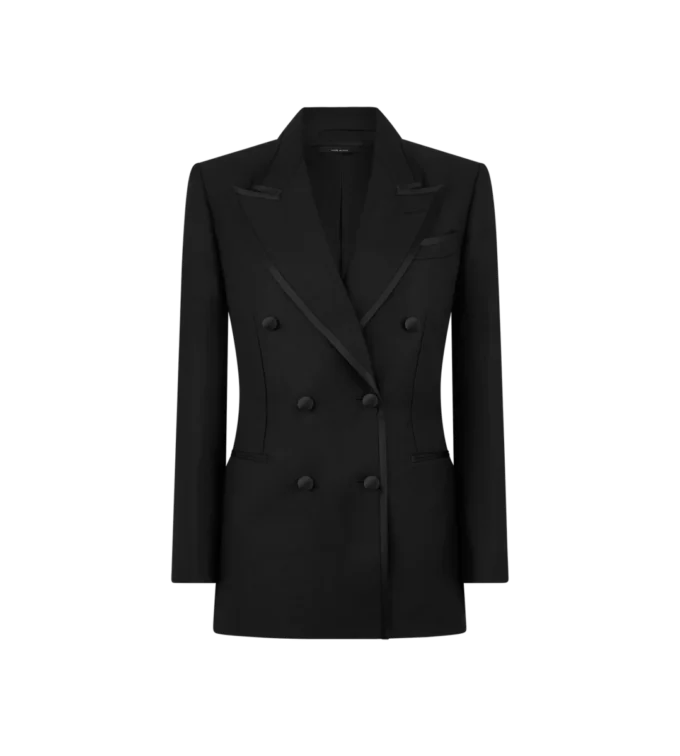 Chaqueta de esmoquin cruzada «Wallis» de mezcla de seda y mohair Chaqueta de esmoquin cruzada «Wallis» de mezcla de seda y mohair