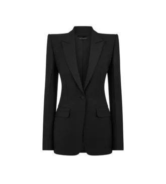 Chaqueta de esmoquin de lana y seda con botonadura sencilla