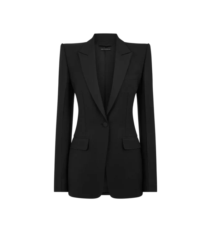 Chaqueta de esmoquin de lana y seda con botonadura sencilla Chaqueta de esmoquin de lana y seda con botonadura sencilla